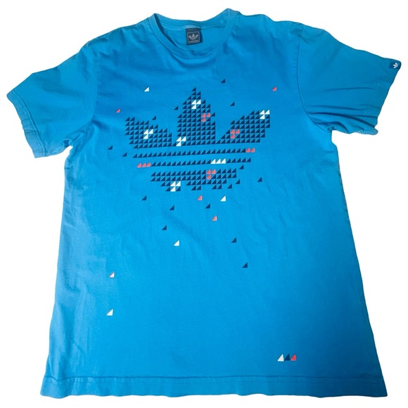 Adidas Originals Three Stripes Triangle Pixel Tee Sz Lg Trefoil Classics VTG 09 - Picture 10 of 12